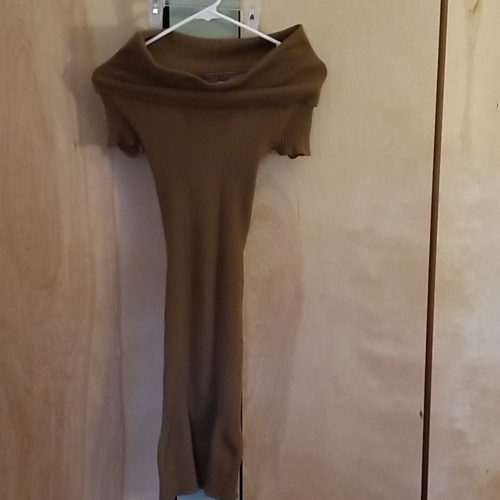 Womans off shoulder short sleeve sweater dress